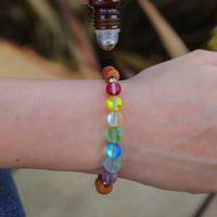 Glow Glass Chakra Wood Adjustable Bracelet