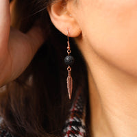 Lava Stone Feather Earrings