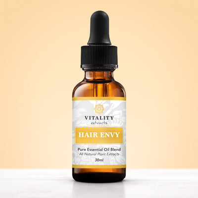  Hair Envy - Natural Hair Growth Serum (by Vitality Extracts) -  100% Pure Essential Oils, 15 Plant Extracts, No Synthetics, No Parabens -  Safe For All Hair Types, Formulated for Women
